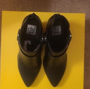DV by Dolce Vita Black Pointed Toe Ankle Booties with Side Buckle